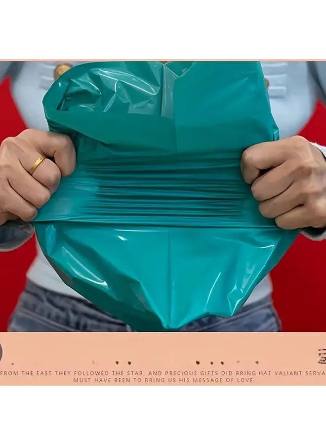 50 قطعة 28 سم × 42 سم أكياس بريد بلاستيكية خضراء مقاومة للماء مع أظرف بريد قابلة لإعادة الاستخدام - Image 3